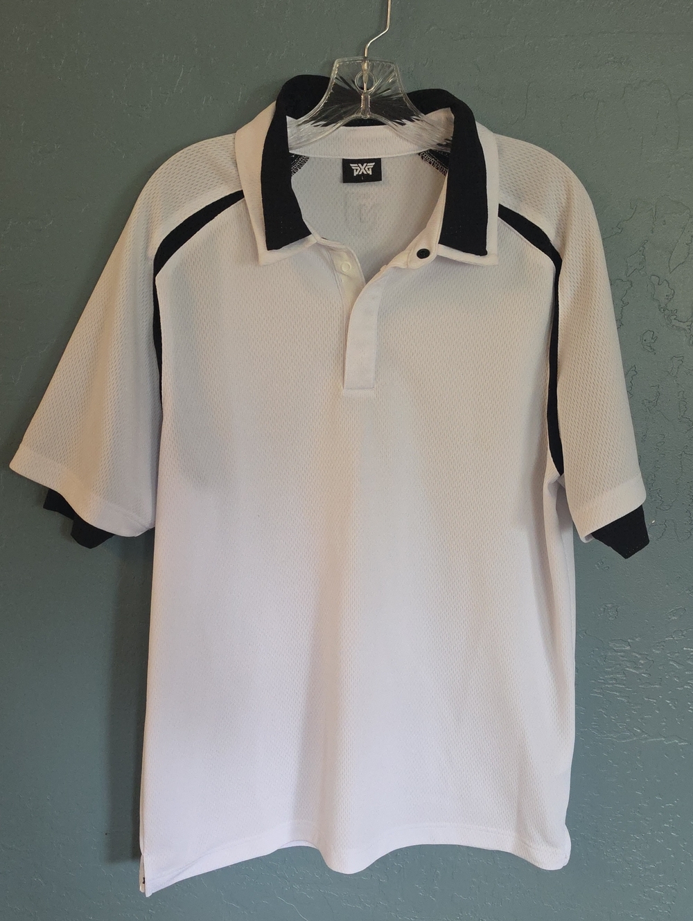 PXG Parsons Extreme White Polo with Black Contrast Trim
